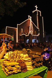 Delicious treats of native Filipino delicacies are for sale to church goers outside St. Augustine Metropolitan Cathedral for the Simbang Gabi in Cagayan de Oro City Friday dawn on December 16, 2011. MindaNews photo by Erwin Mascarinas